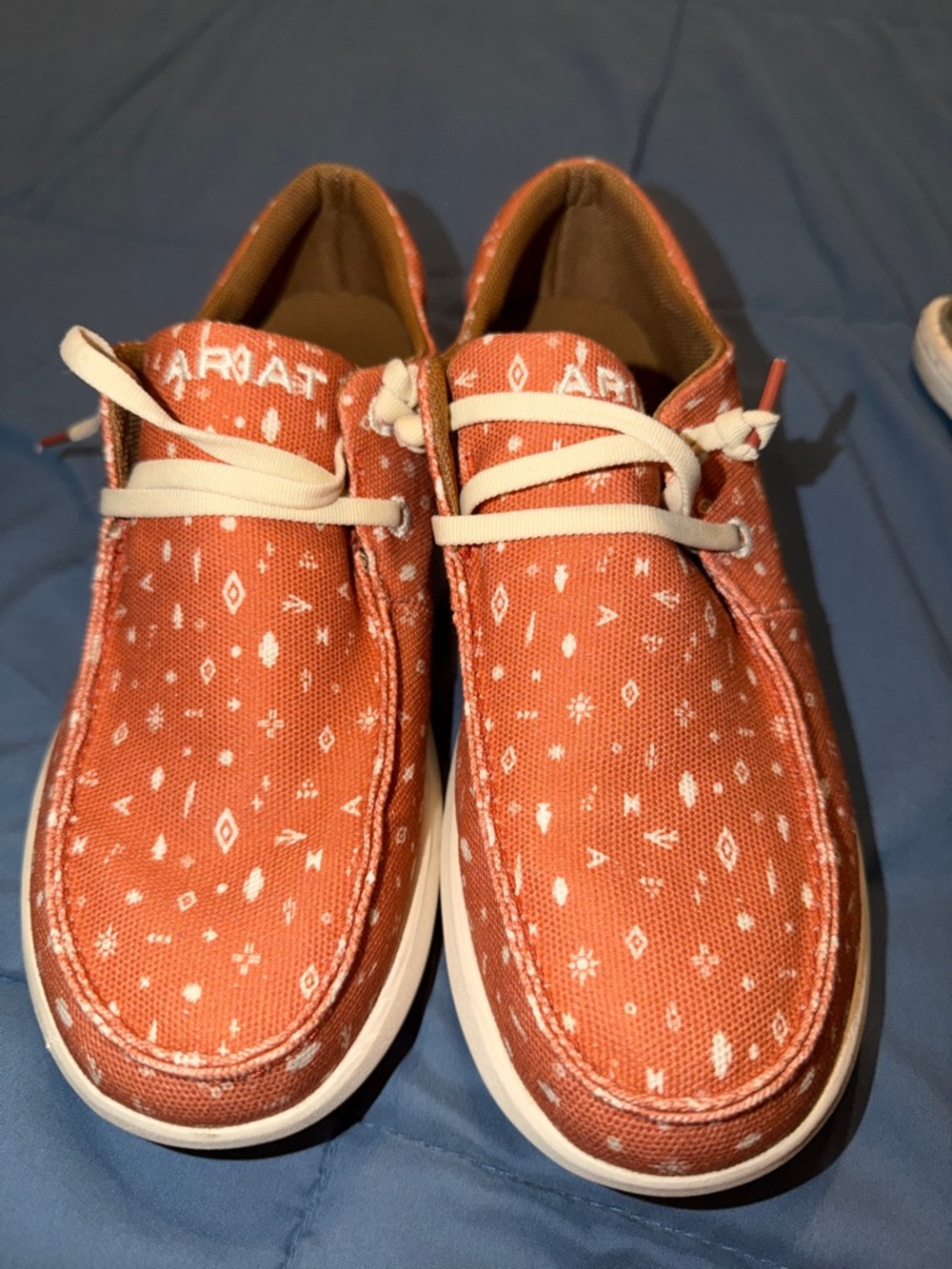 Ariat Rust-Orange Printed Canvas Slip-On Sneakers